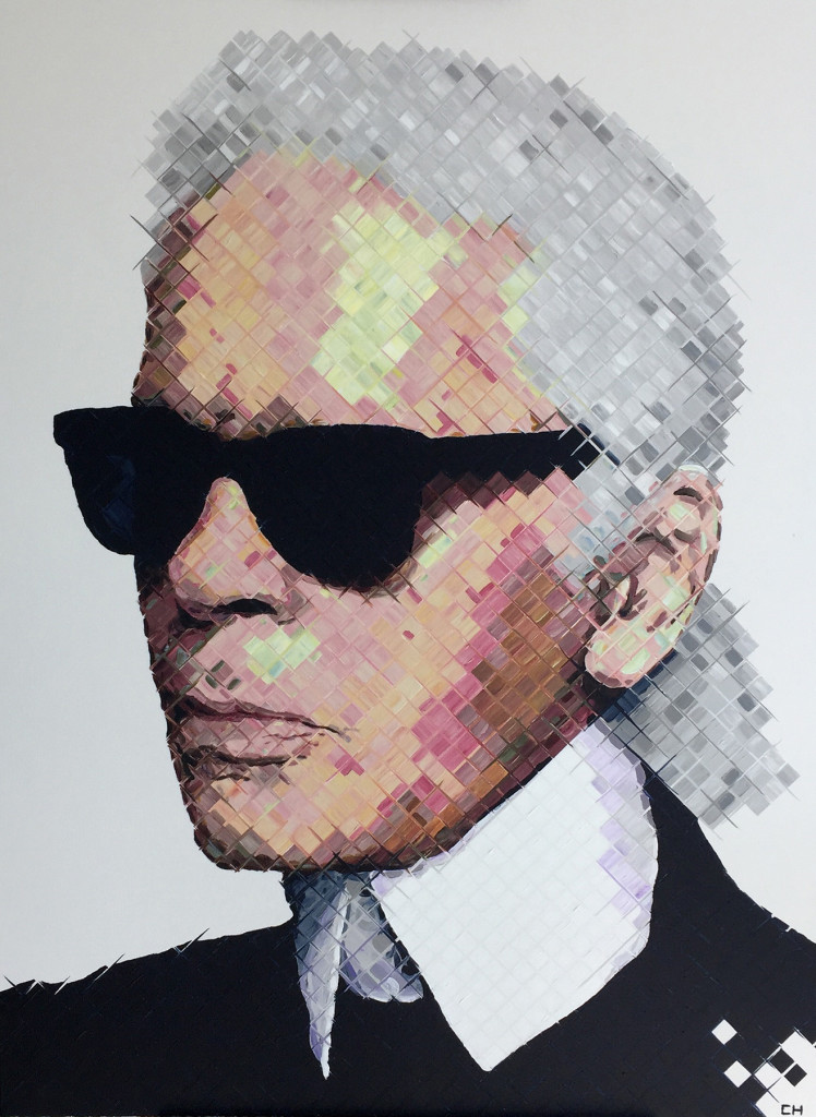 Karl Lagerfeld painting portrait by Charlie Hanavich of Miami Florida