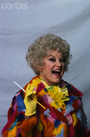 Phyllis Diller in Multicolored Fur Coat