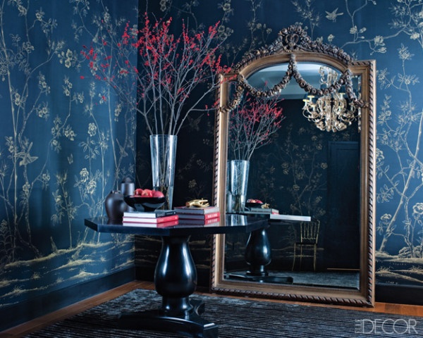 navy blue de Gournay wallpaper