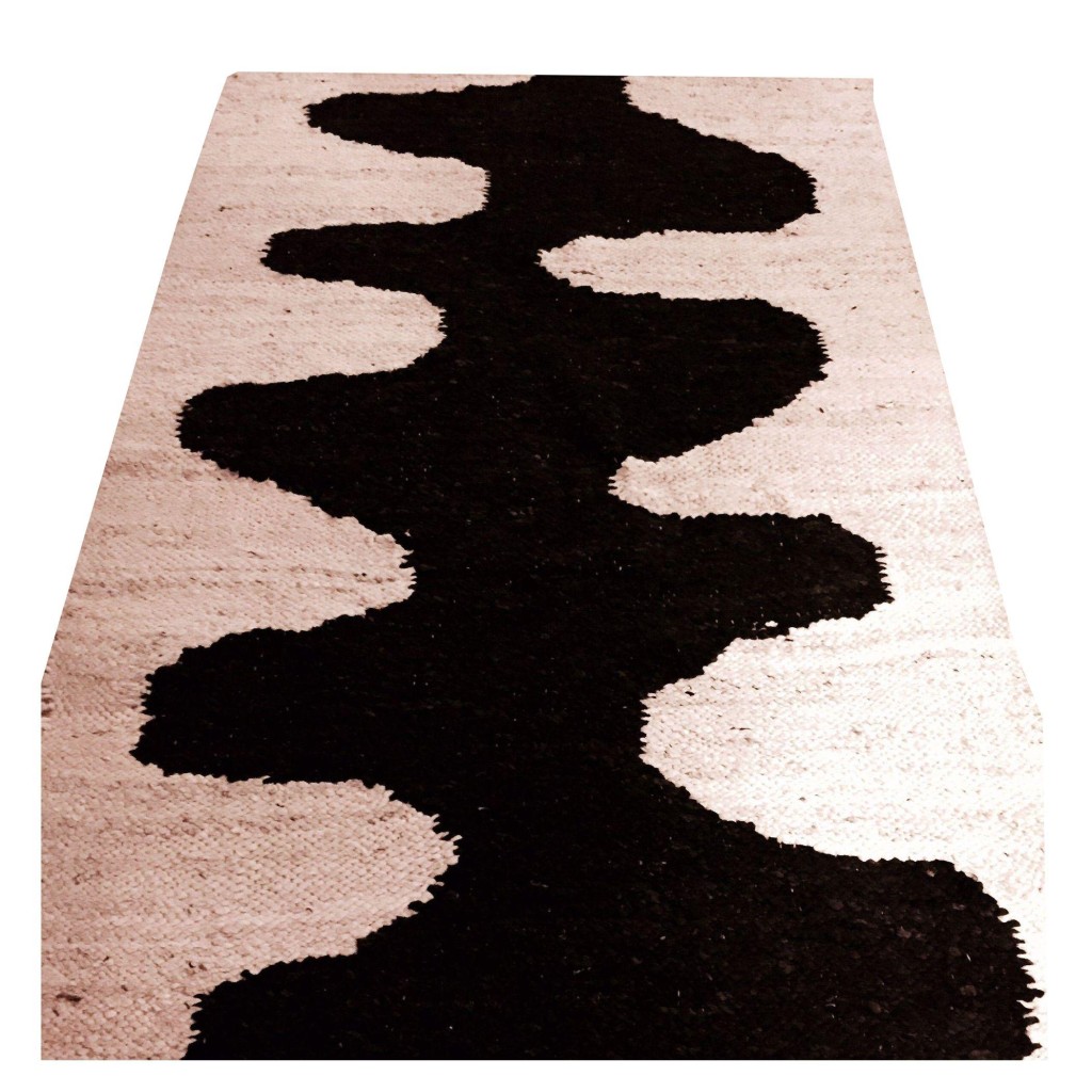 Hand Woven Black & Cream Design Wool Rug copy