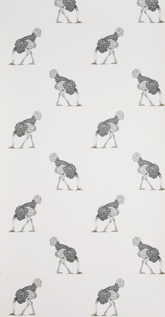 Beware of the Moon Ostrich Wallpaper - The English Room Beware of the Moon Ostrich Wallpaper - The English Room