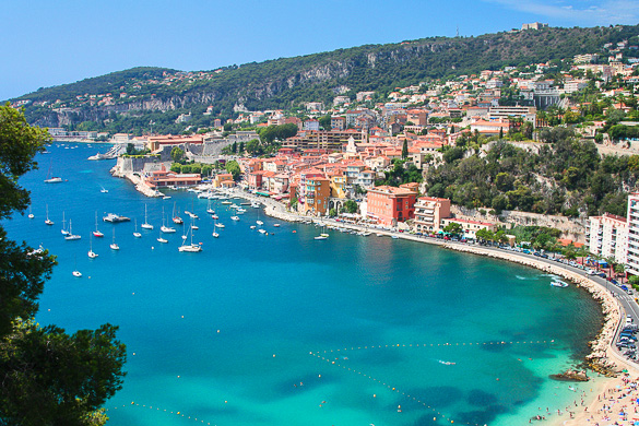 Beautiful bay of Villefranche-sur-mer in the Cote d'Azur in France.