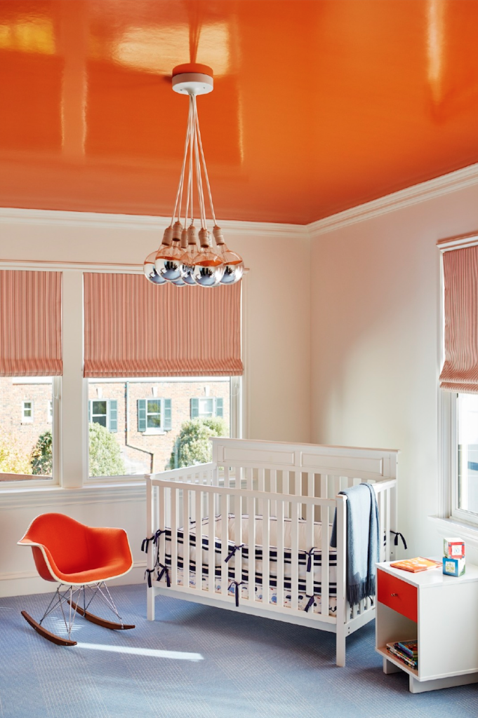 nursery-orange-lacquered-ceiling-takes-center-stage