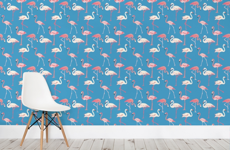 Pink and Blue Flamingo Wallpaper_0