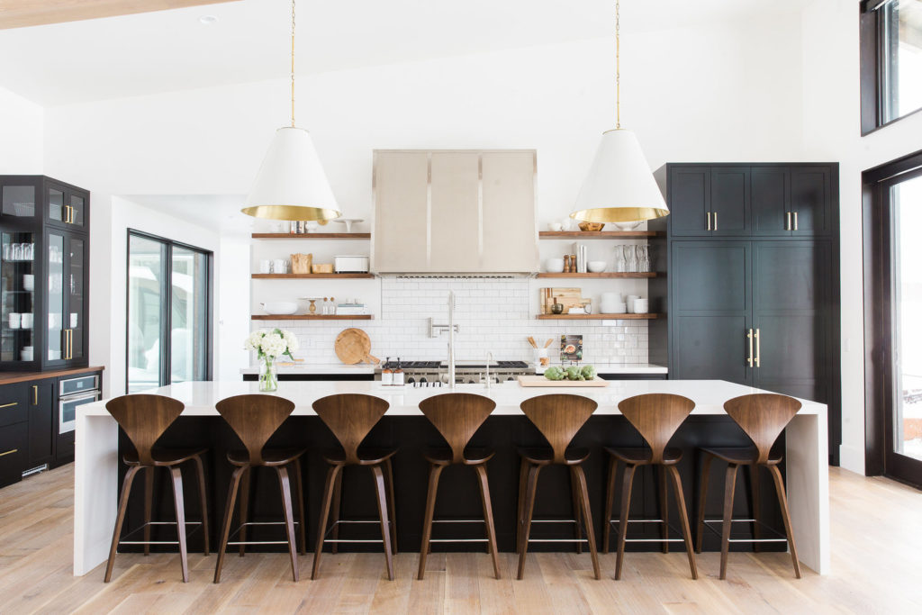 Black, +white+and+wood+kitchen+with+brass+hardware+||+Studio+McGee+1.39.34+PM