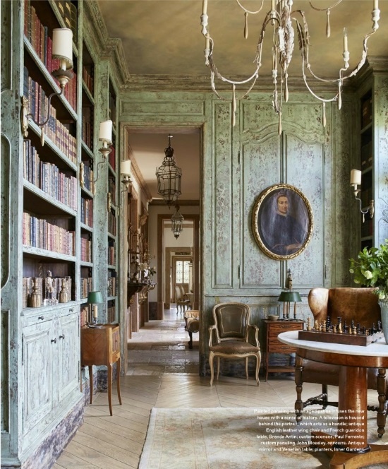 Oushak-rug-library-in-Vista-California-house-designed-by-Laurie-Steichen-veranda-march-april-2017