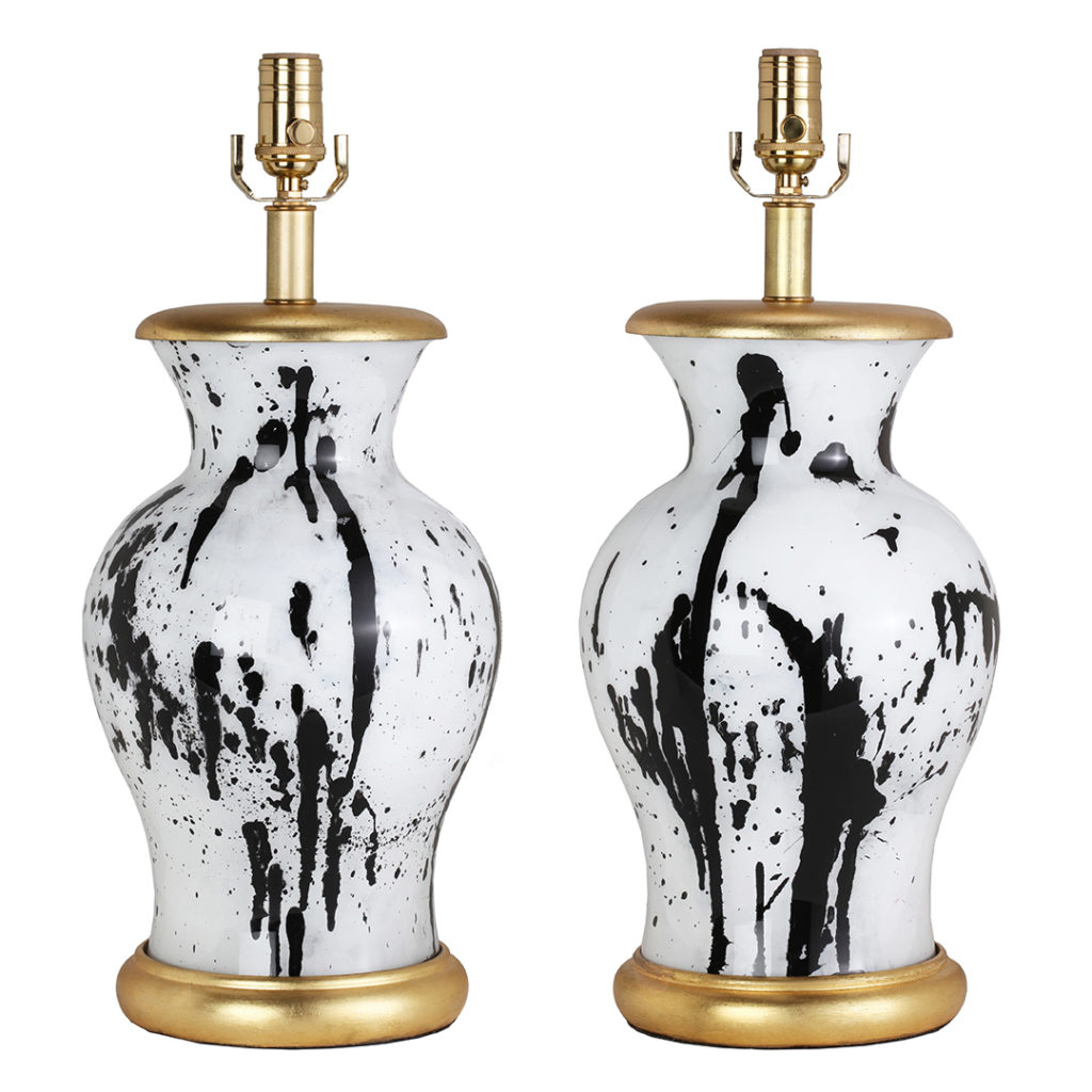 urn-shaped-black-and-white-paint-splattered-lamps